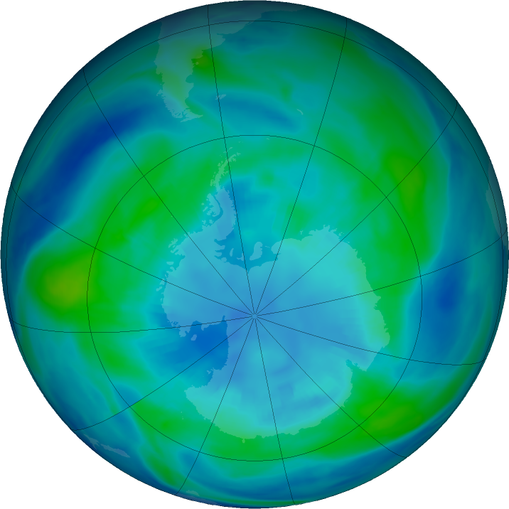 Antarctic ozone map for 11 April 2022